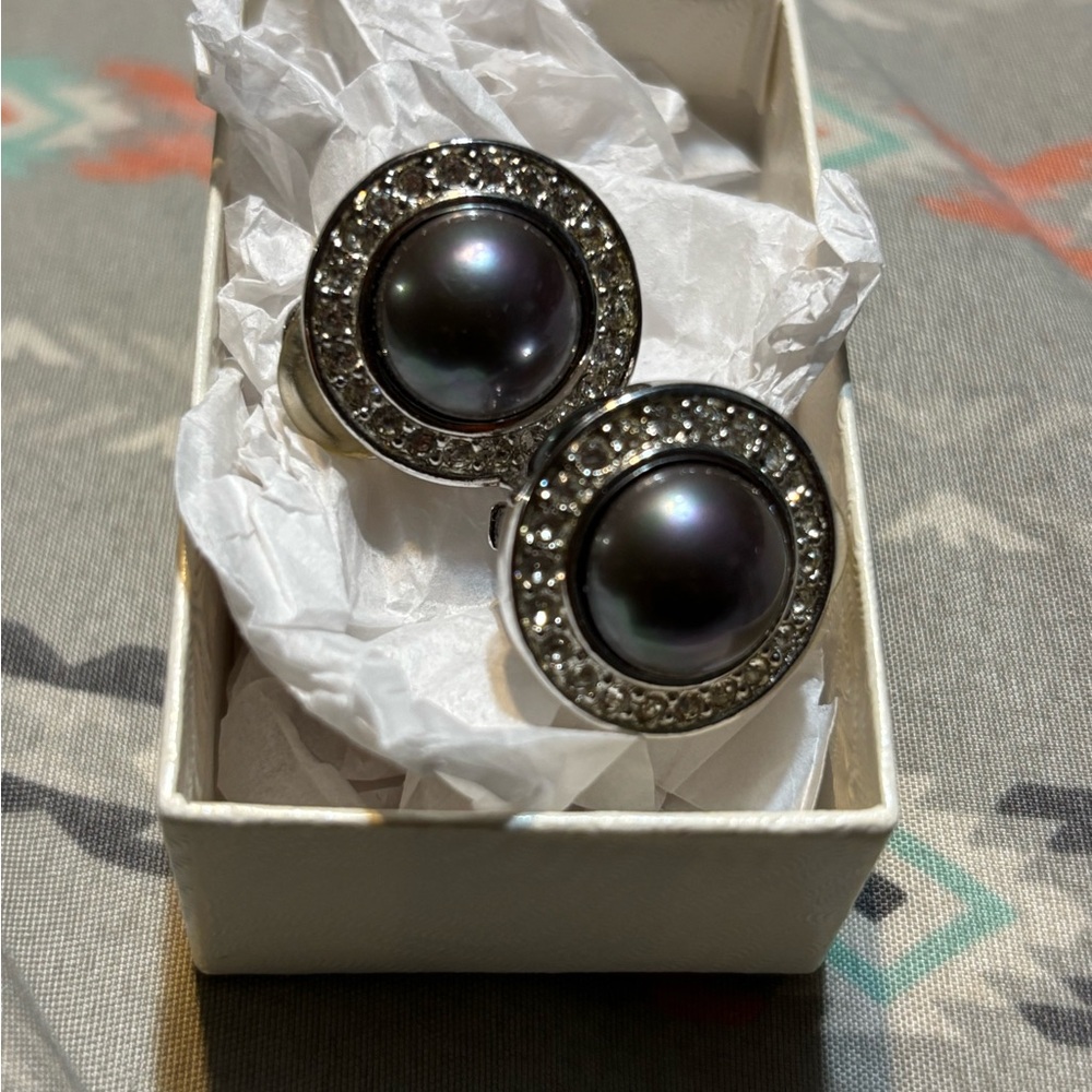 Dior Black Pearl clip on earrings